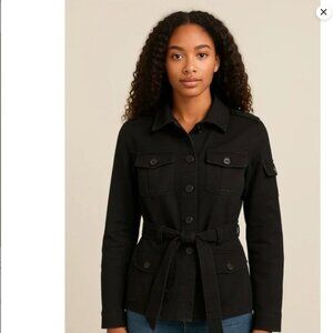 J. Crew Navy Blue Cotton Military Style Belted Jacket Women's‎ Size S
